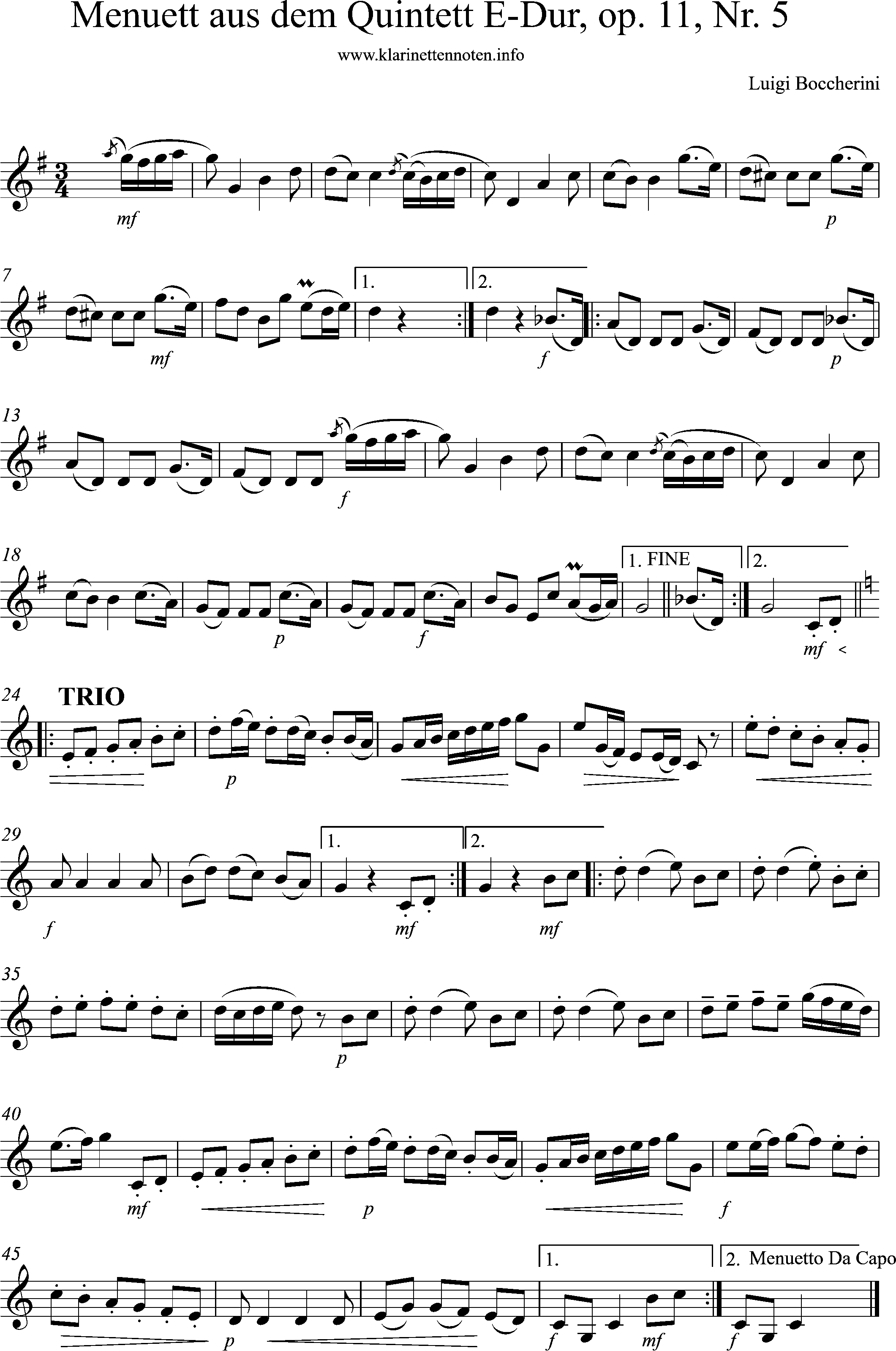 Solopart- Boccherini, Menuet, G-Major